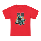 Alien Astronaut Kids T-Shirt with Red Galaxy Graphic Tee Design