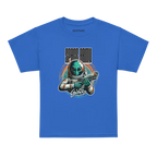 Alien astronaut kids t-shirt with galaxy graphic tee in royal blue cotton