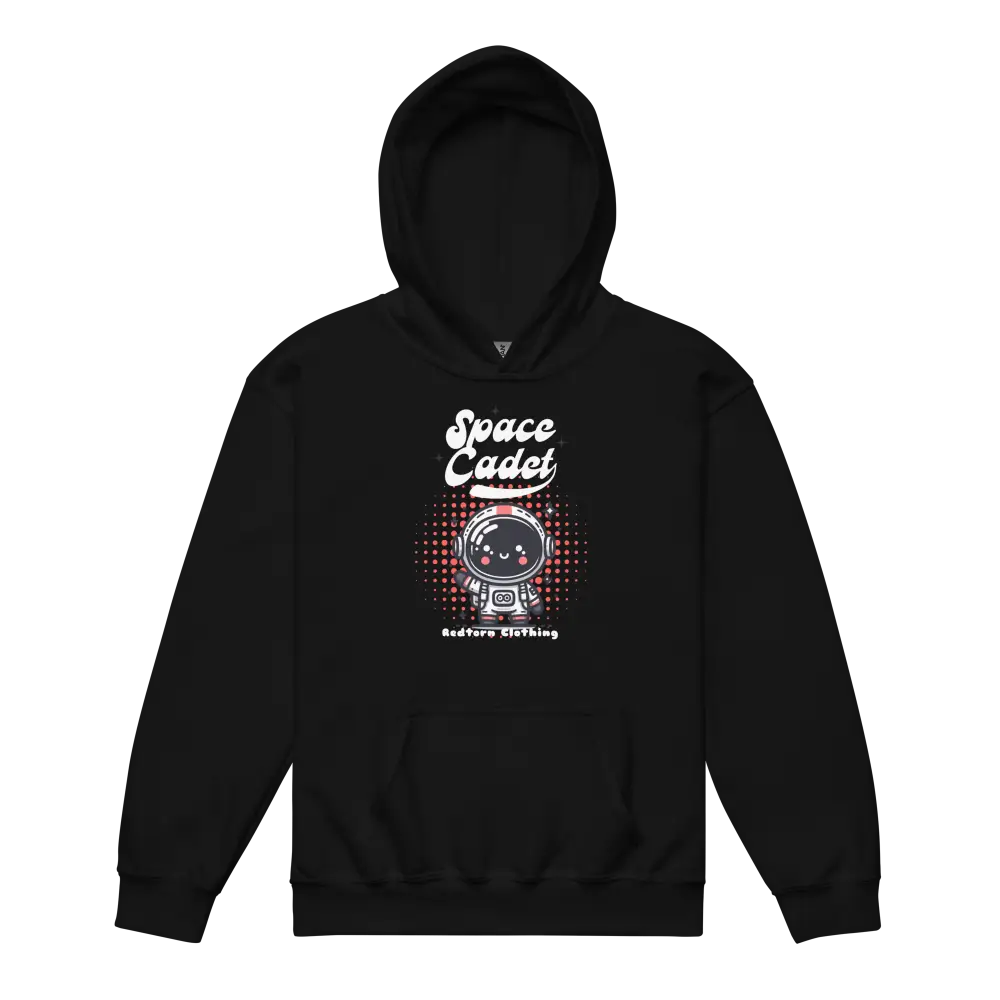 Space Cadet Kids Hoodie: Black Cotton Hoodie with Astronaut Graphic