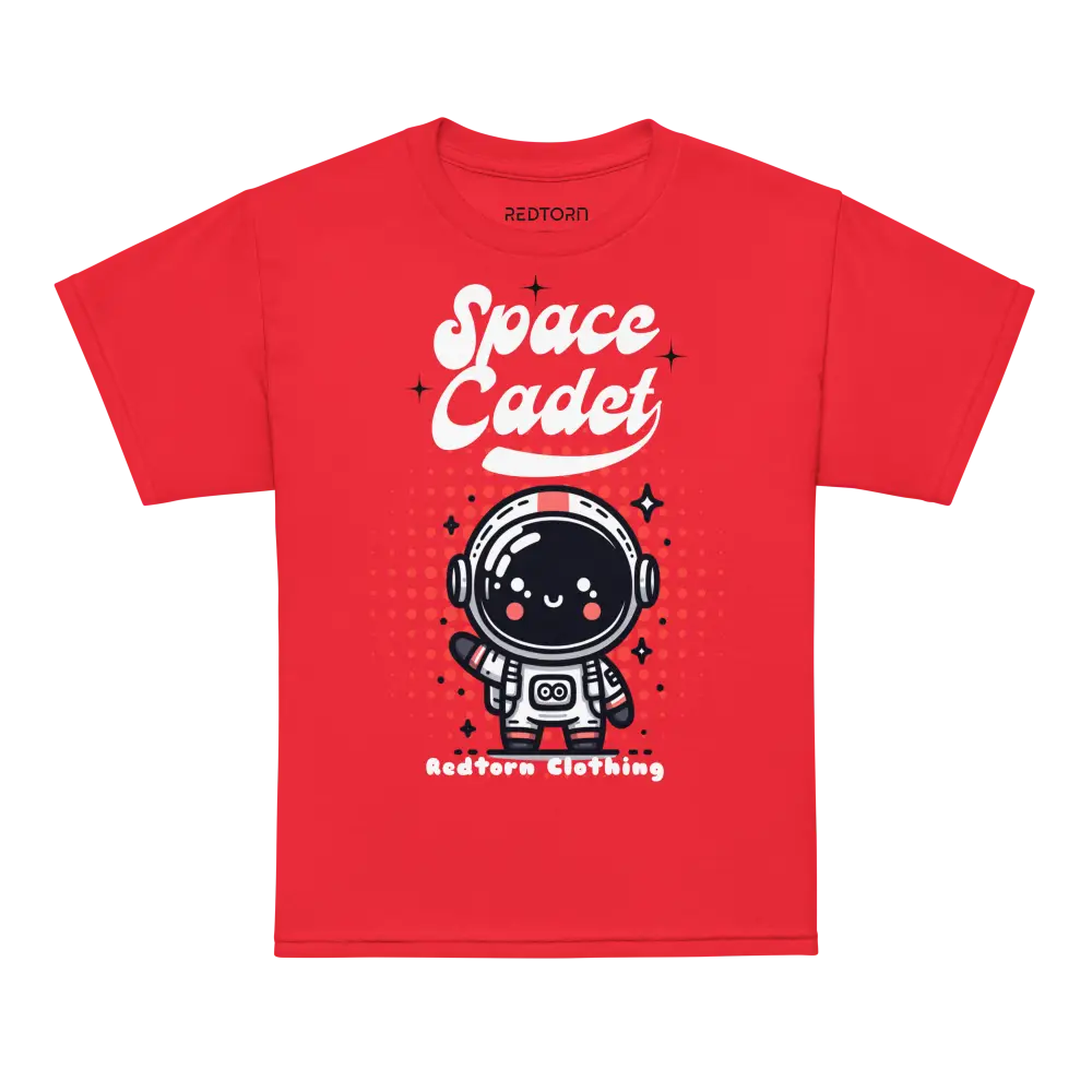 Space Cadet Kids Graphic Tee with cute astronaut cartoon
