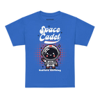 Royal blue Space Cadet kids graphic tee with astronaut and stars
