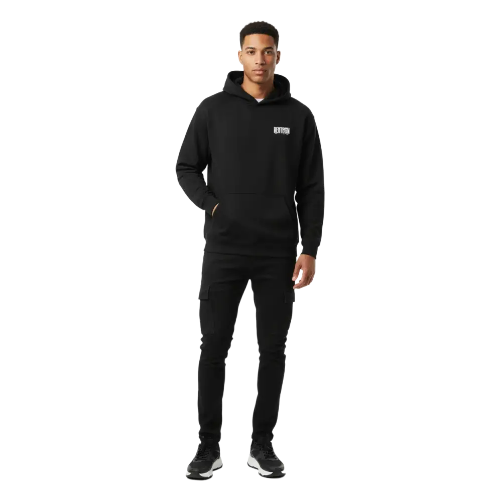 Military Angel premium unisex hoodie with black hooded sweatshirt and aggressive graphic logo