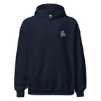 Navy blue Motorcycle Monkey Unisex hoodie with colorful chest embroidery