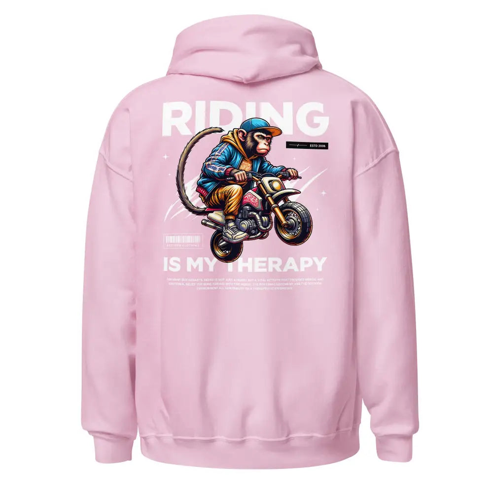 Pink Motorcycle Monkey Unisex Hoodie with Rider Graphic