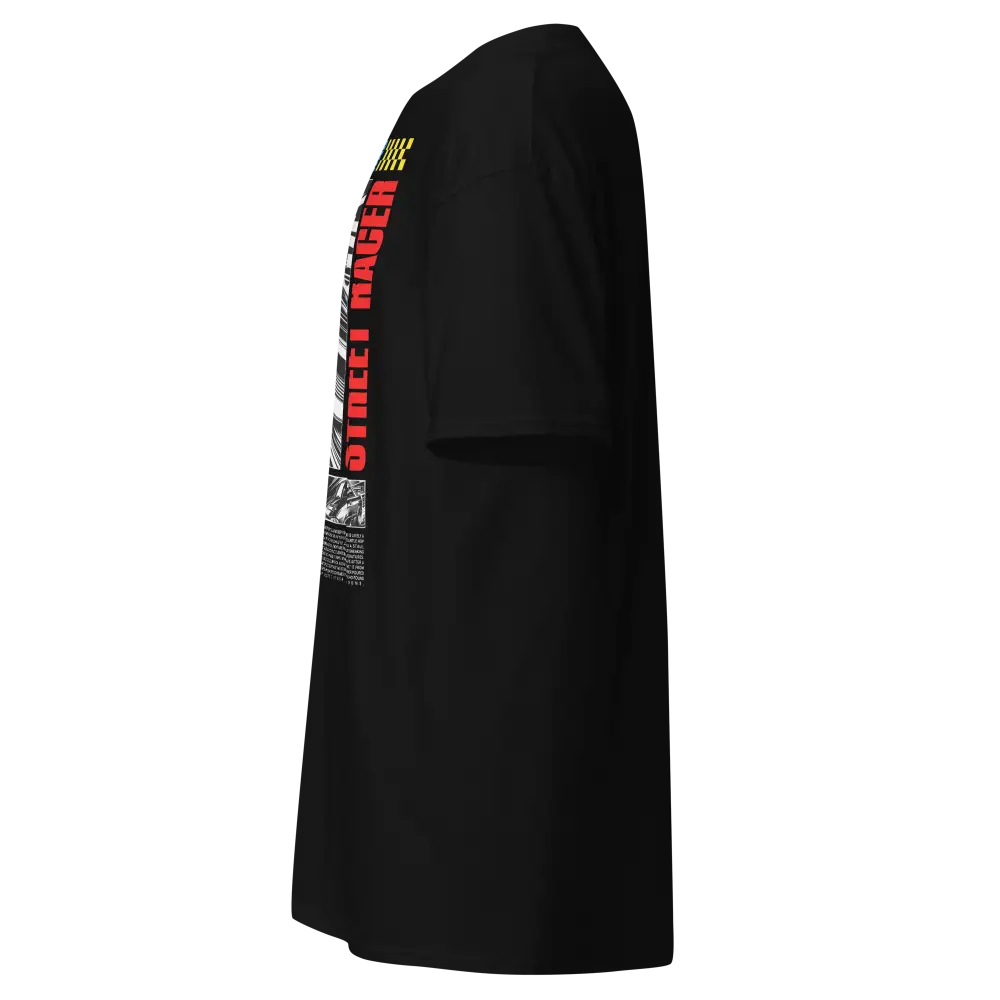 Street Racer Premium Unisex Tee with black hoodie and Direct Hunger graphic