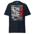 Navy blue Street Racer premium unisex tee with checkered flag