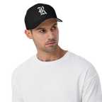 Gothic R puff embroidery flexi fit baseball cap with elastic stretch band