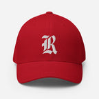 Red Gothic R puff embroidery flexi fit baseball cap