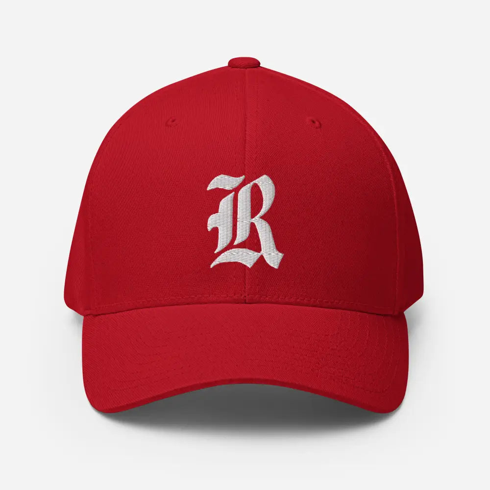 Red Gothic R puff embroidery flexi fit baseball cap