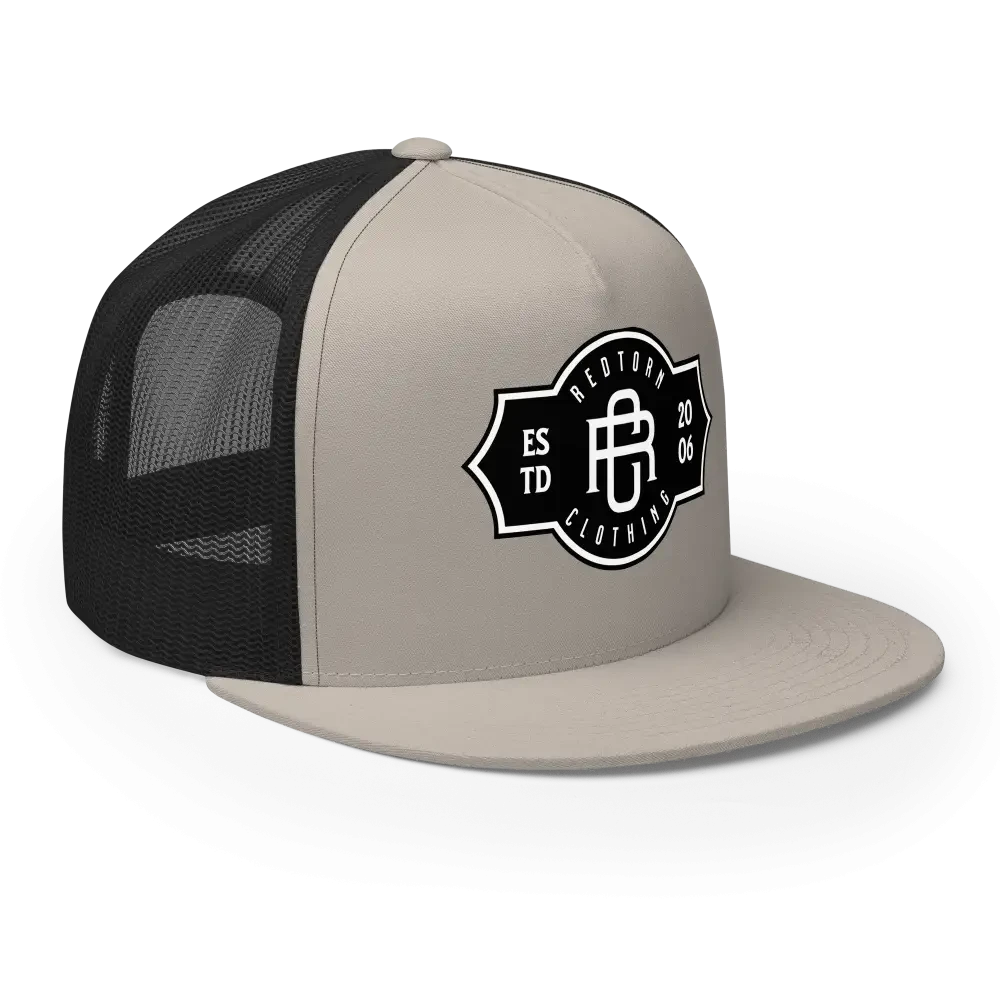 RC Legacy Snapback Cap: 2006 vintage trucker style with black mesh and white brim logo patch