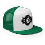 Green and white mesh RC Legacy snapback cap with black logo