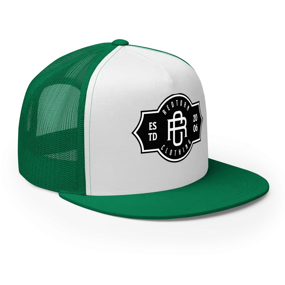 Green and white mesh RC Legacy snapback cap with black logo