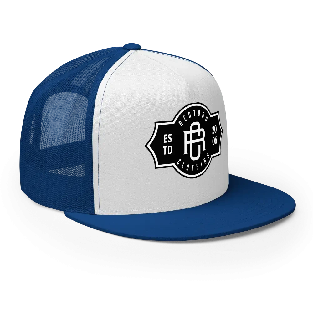 RC Legacy snapback cap in royal blue and white with black logo
