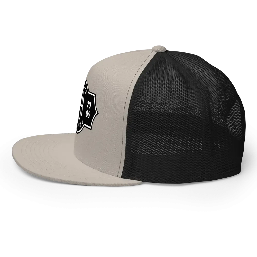 RC Legacy snapback cap: white black mesh streetwear cap with logo patch