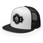 RC Legacy snapback cap: black and white trucker hat with logo