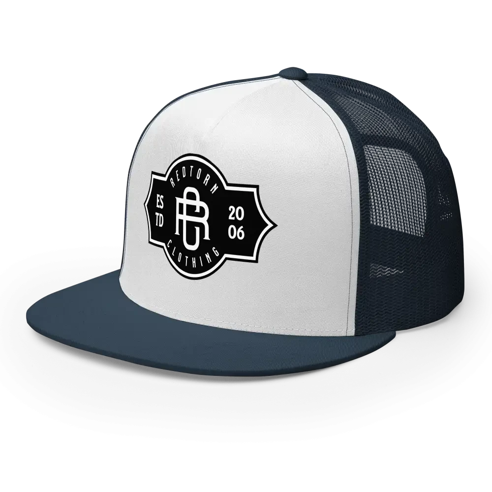 RC Legacy Snapback Cap: 2006 retro trucker style with white navy mesh back black brim vintage logo