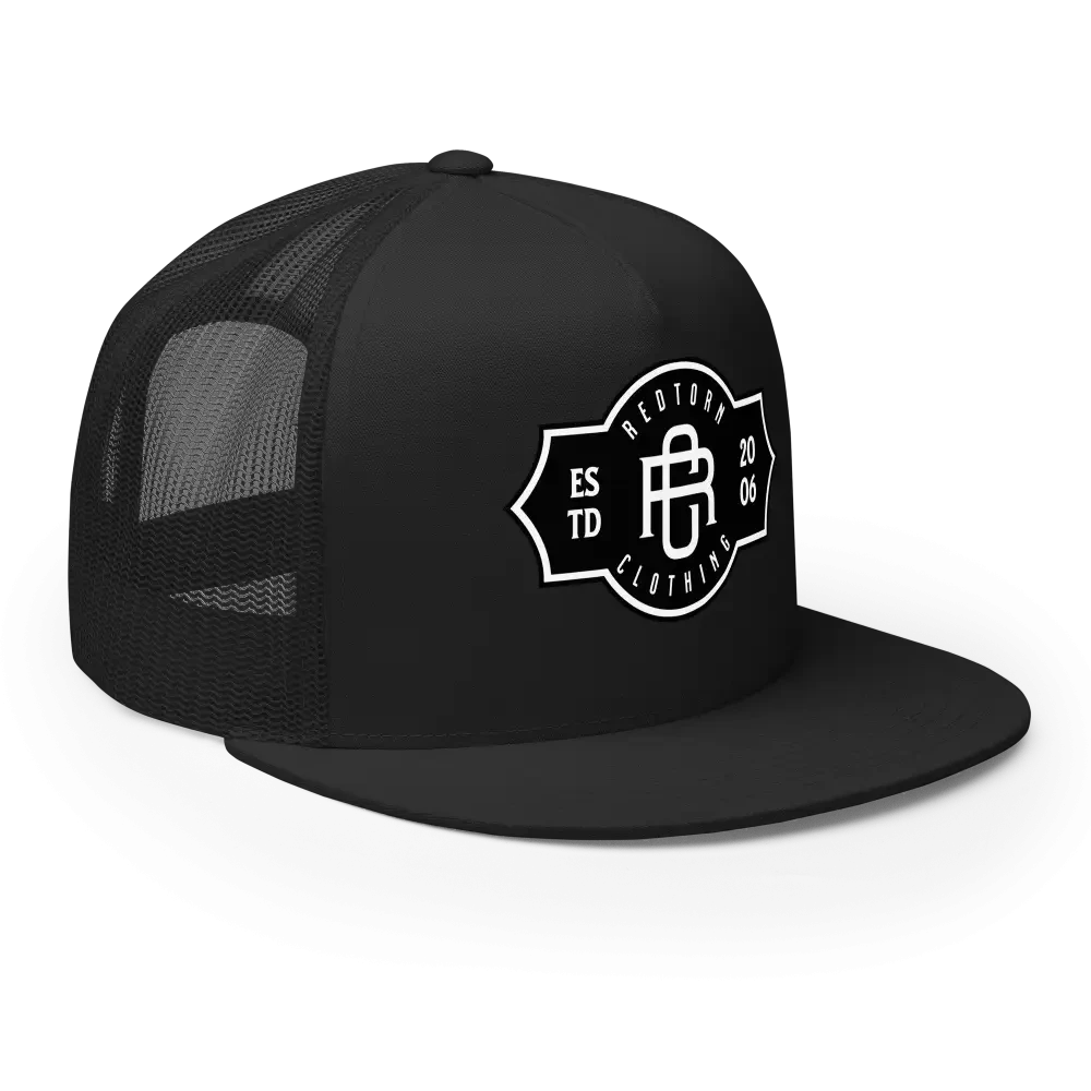 Black RC Legacy snapback cap in mesh with white logo, streetwear style