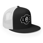 RC Legacy snapback cap: black and white mesh trucker with logo