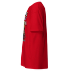 Red floral embroidered Aussie Welcome Classic Tee with pocket and short sleeves