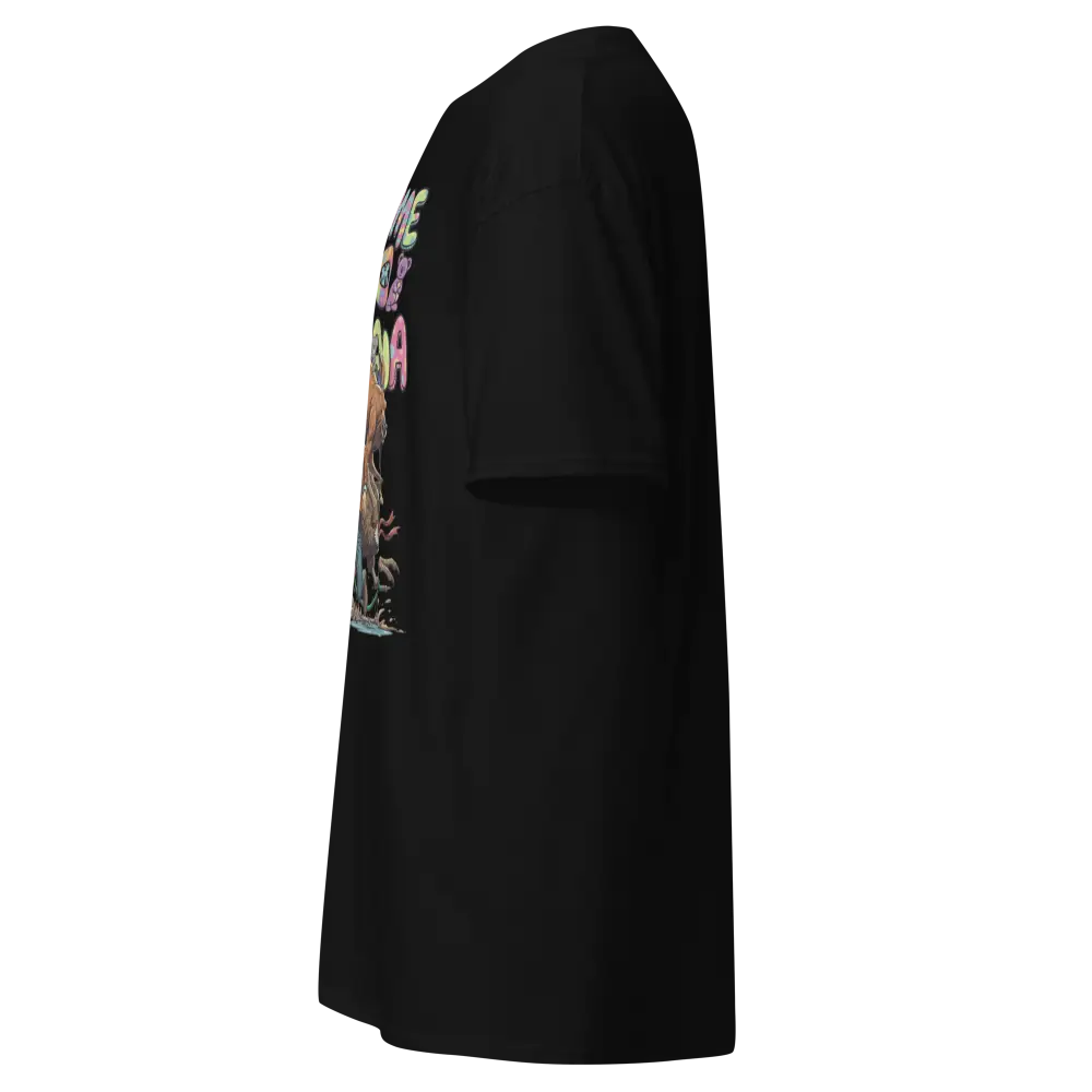 Black floral apron with pocket on Aussie Welcome Classic Tee