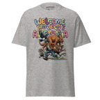 Heather gray Aussie Welcome Classic Tee with Australian animals