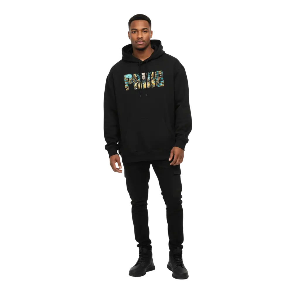 Black pride hoodie with punk print from seven deadly sins collection