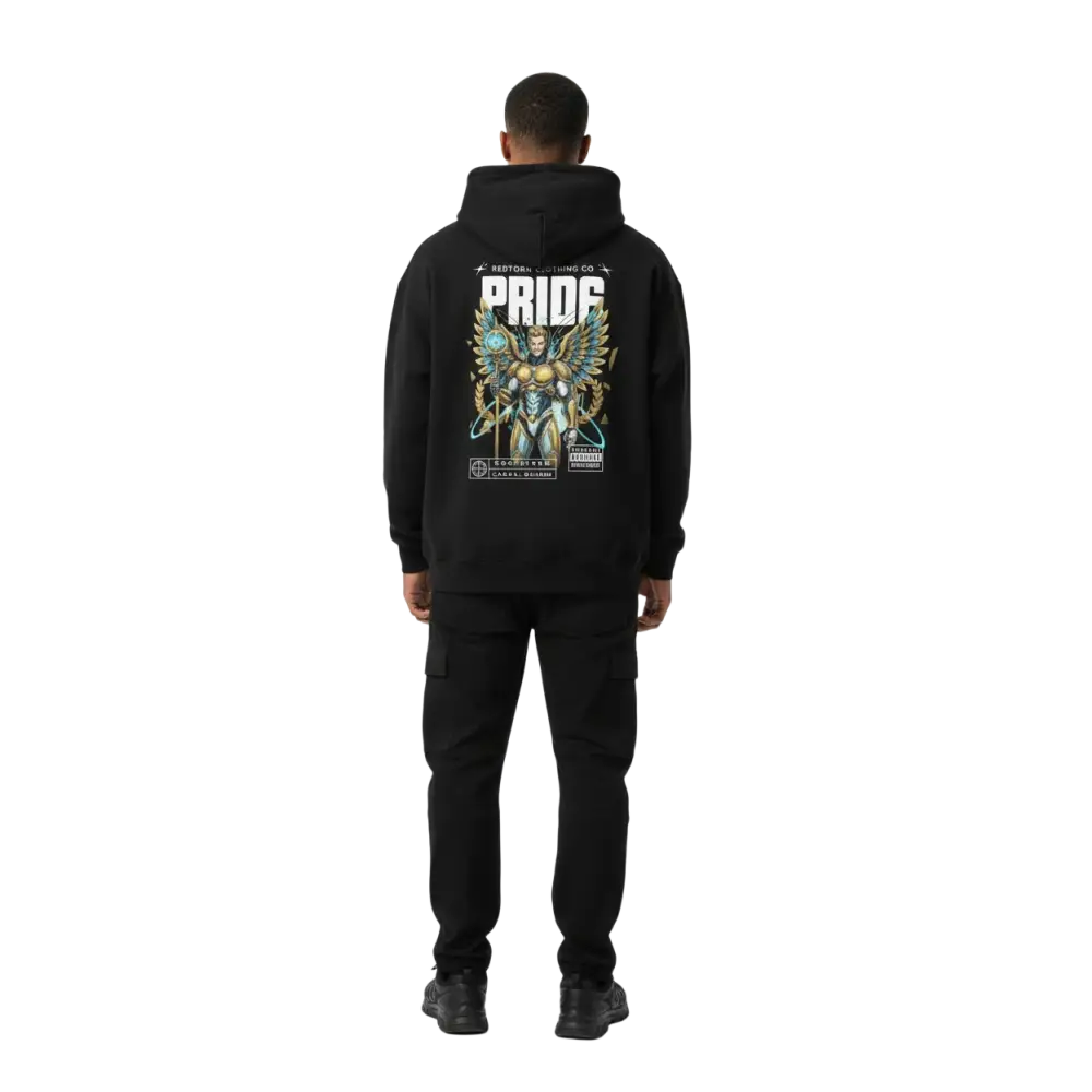 Pride hoodie from seven deadly sins collection: angelic figure graphic