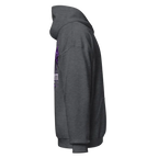Reborn Gothic Cross unisex adult hoodie in gray with purple skull graphic