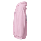 Reborn Gothic Cross unisex adult hoodie in pink fleece with purple skull graphic