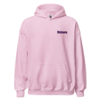 Light pink Reborn Gothic Cross unisex adult hoodie with purple text