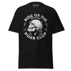 Black Ride or Die Rider Club Skull Graphic Tee shirt