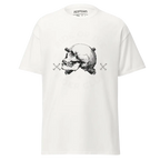 White Ride or Die Rider Club Skull Graphic Tee with skull and crossbones design