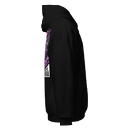 Rebel Angel premium unisex hoodie in black with purple graphic back