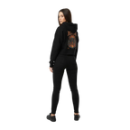 Rebellion women’s crop-top hoodie in black with fiery hell crop graphic