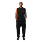Black sleeveless premium tank top with red diamond aggressive graphic logo