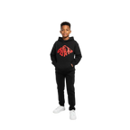 Red Diamond Kids Unisex Hoodie with bold red logo on black fabric