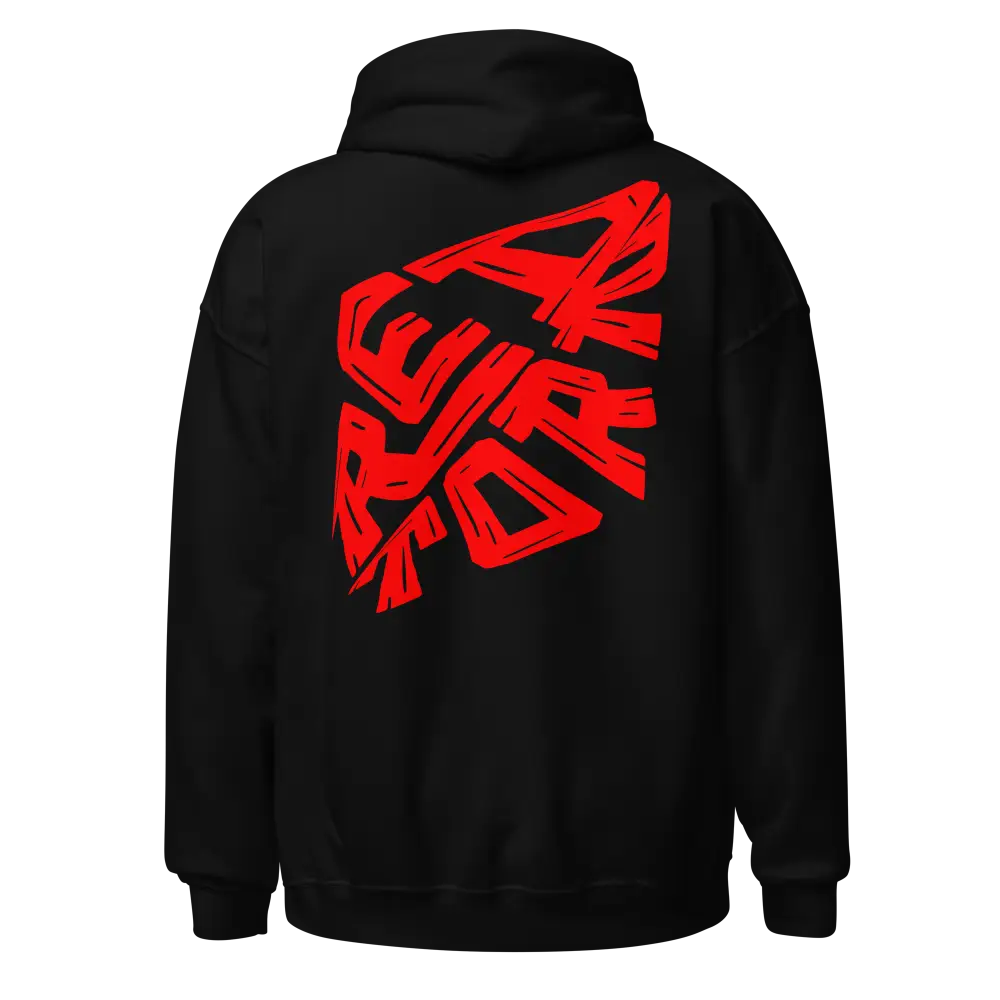 Premium unisex hoodie in black with red Red Orr design on back