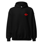 Red Diamond luxury streetwear hoodie in black with red logo, premium unisex