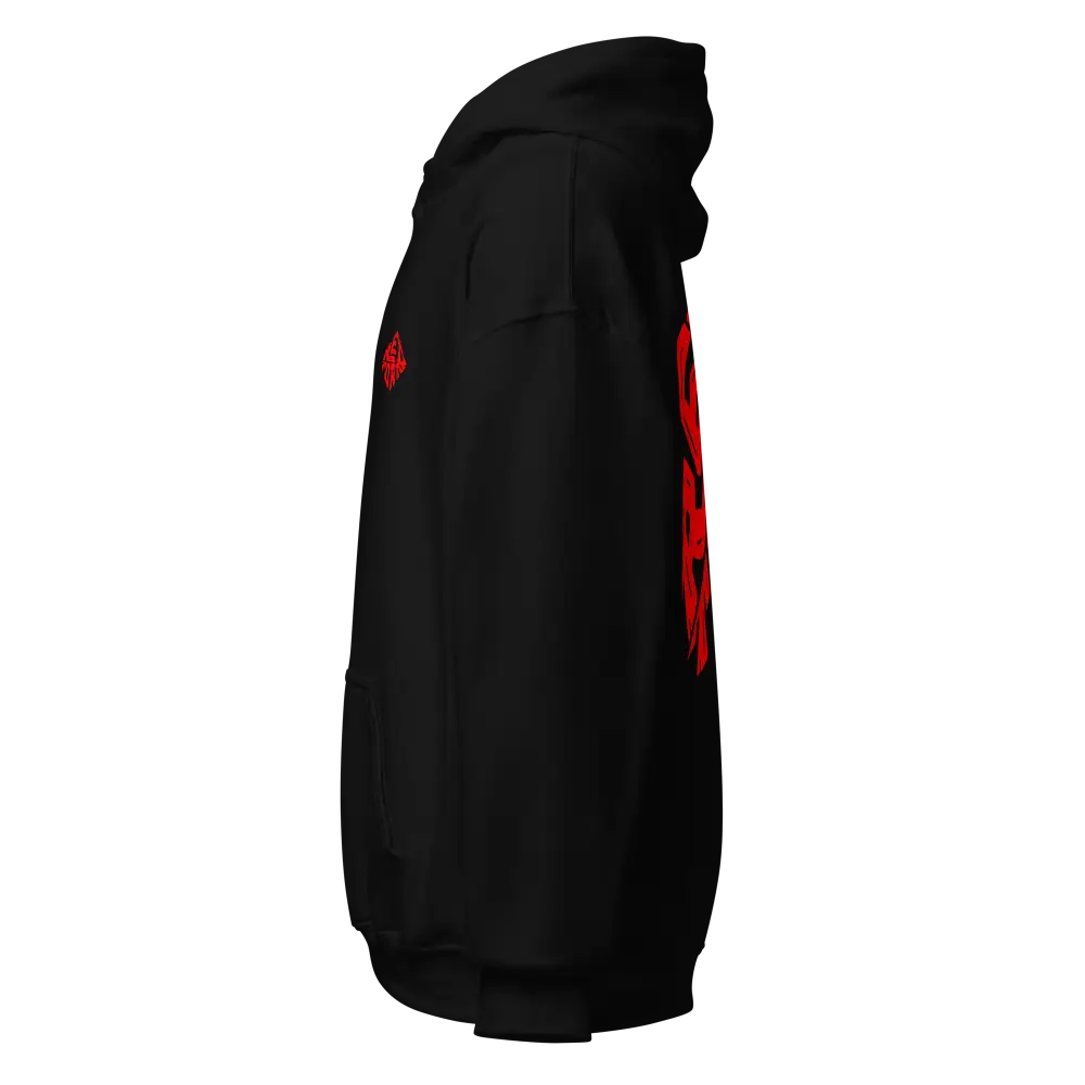 Black Adidas backpack with red accents on premium unisex hoodie