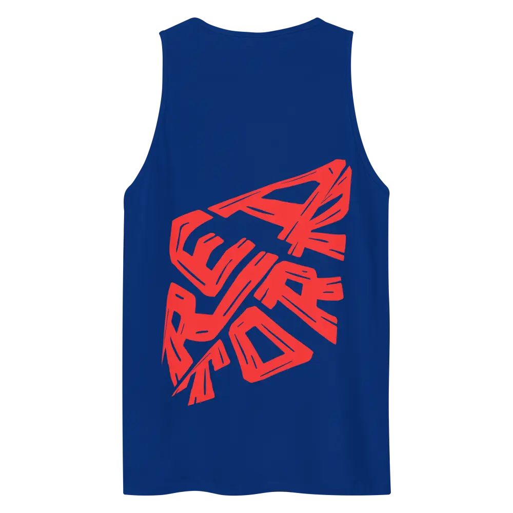 Redtorn Clothing Red Kiss Pixel Reactor Tank Top in royal blue with red reform graphic