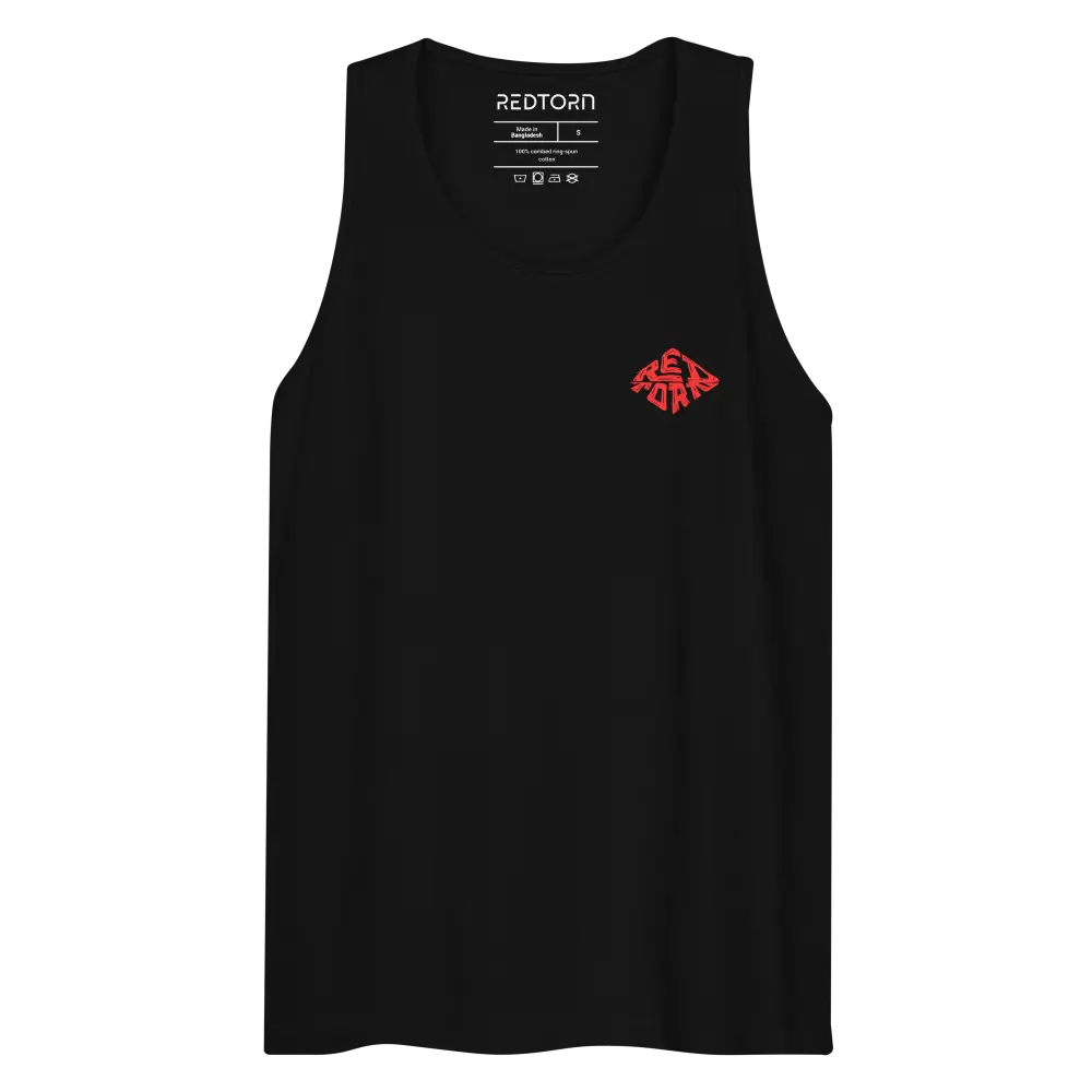 Redtorn Clothing Red Kiss Pixel Reactor Tank Top in black cotton with red logo