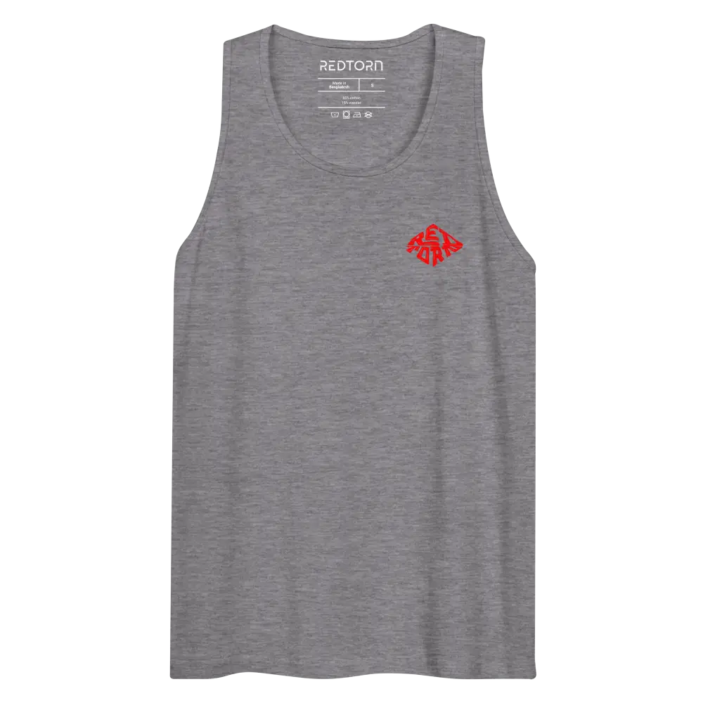 Gray premium tank top with aggressive red diamond graphic