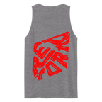 Red Diamond aggressive graphic premium tank top with grey fabric and red really fork design