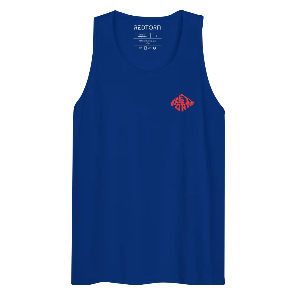 Red Diamond aggressive graphic premium tank top in royal blue cotton
