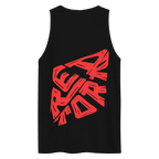 Red diamond aggressive graphic premium tank top with pixelated reactor design