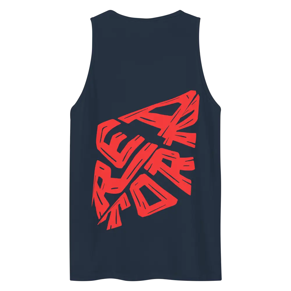 Red diamond aggressive graphic premium tank top with neon pixel sign