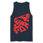 Red diamond aggressive graphic premium tank top with neon pixel sign