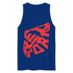 Red Diamond aggressive graphic premium tank top in royal blue with red reform design