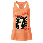 Red lips iconic sleek racerback tank in womens apparel