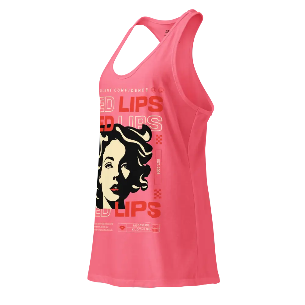 Red lips iconic sleek racerback tank with Marilyn Monroe graphic